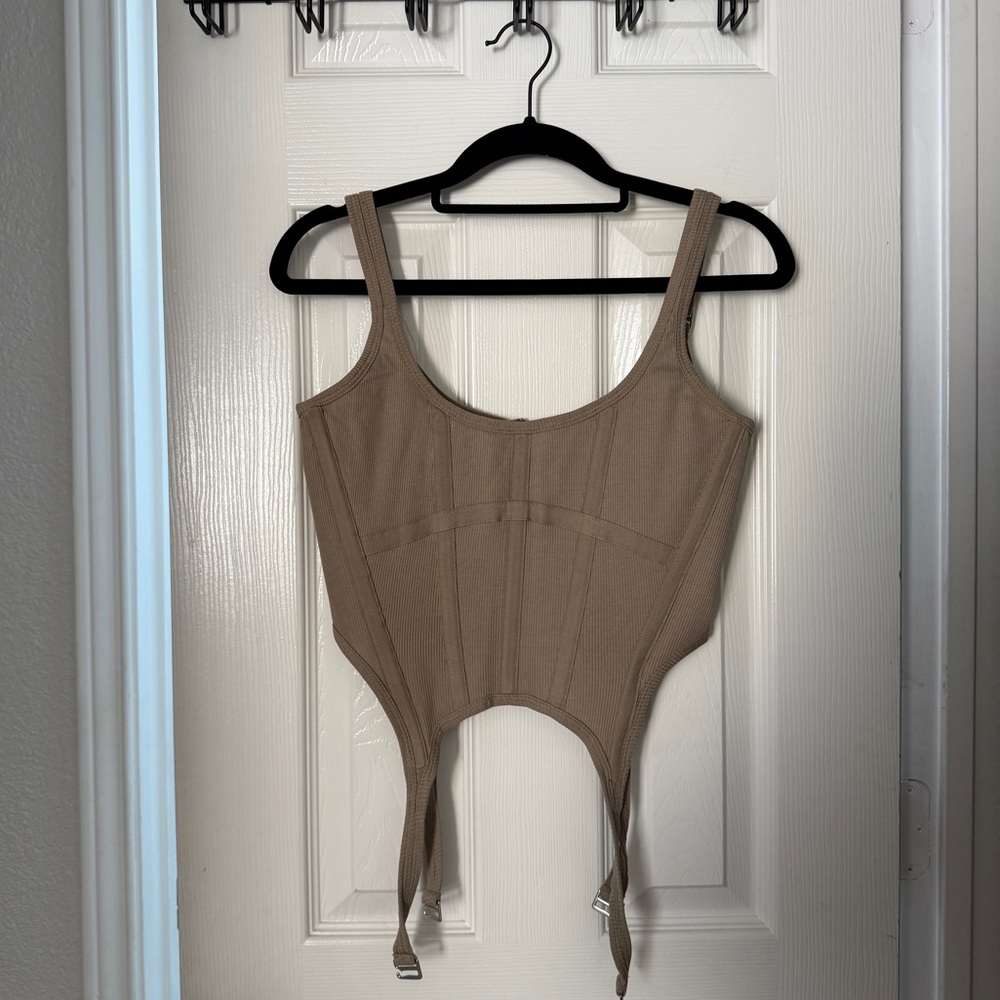 Dion Lee Tan Bodysuit Corset Top